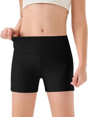 Girls High-Waisted Athletic Biker Shorts for Dance & Sports